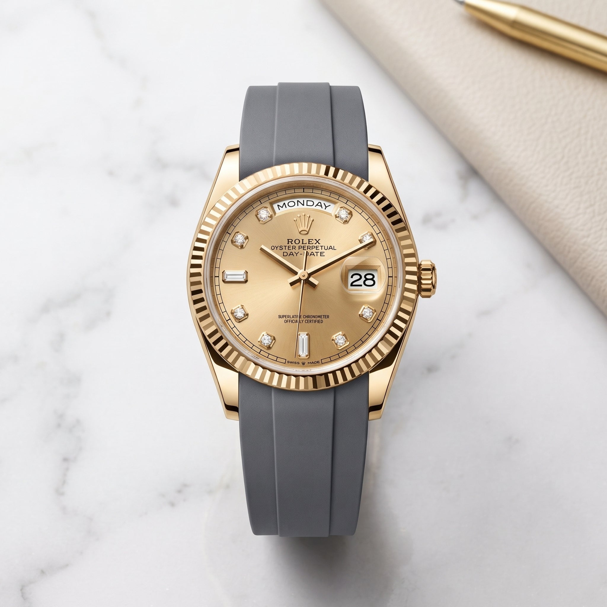 Rubber Strap - For Rolex Day-Date 40 - Grey - Helvetus