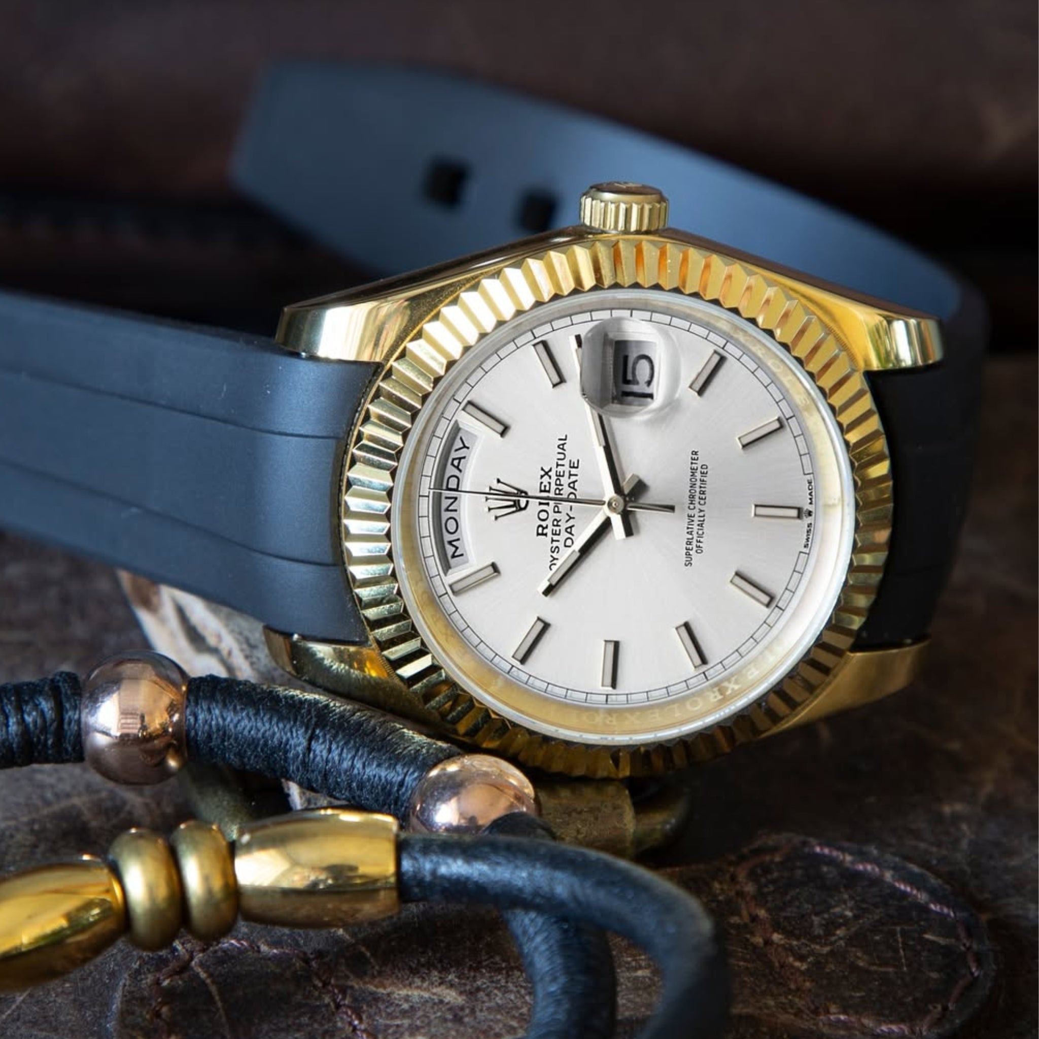 Rubber Strap - For Rolex Day - Date 40 - Navy Blue - Helvetus