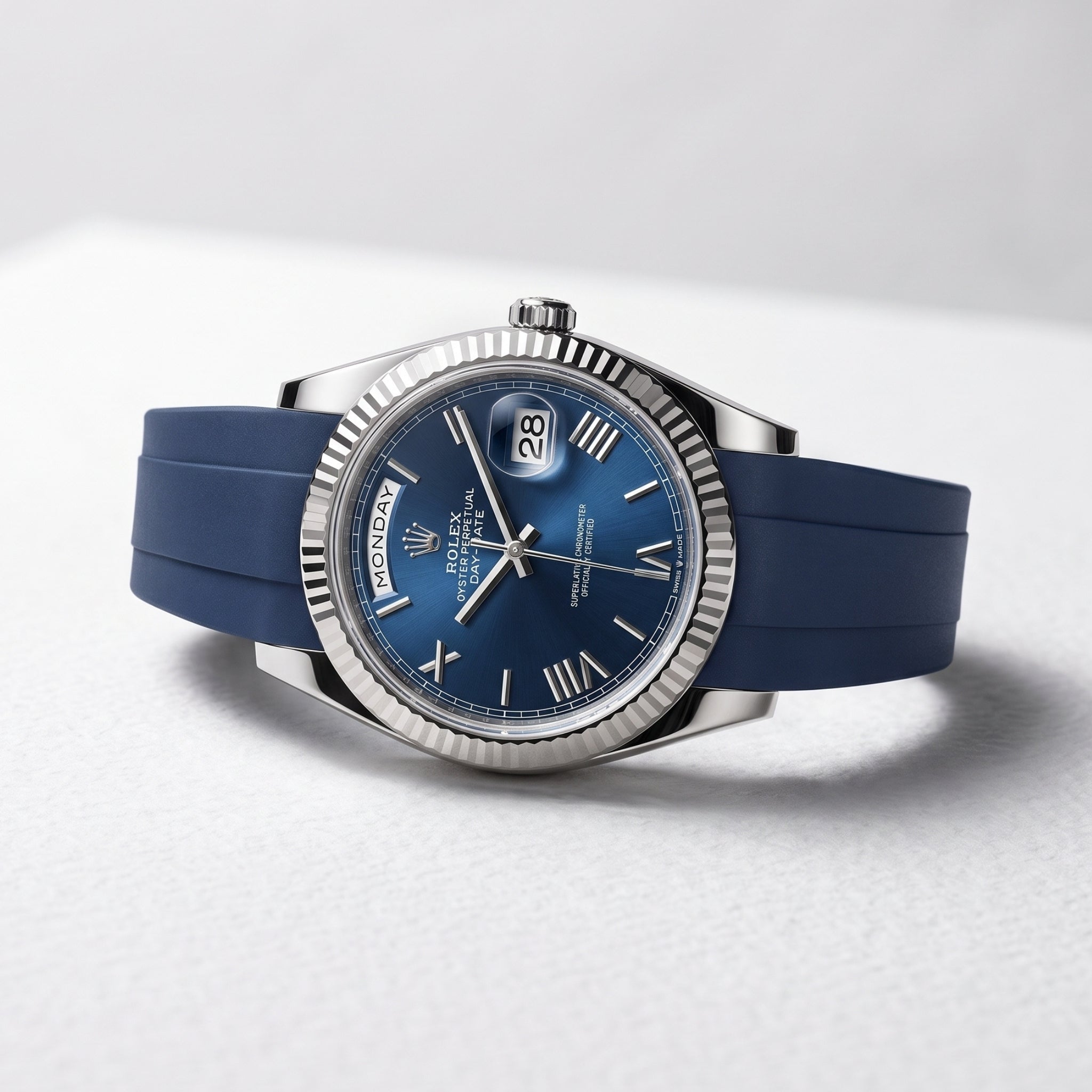 Rubber Strap - For Rolex Day-Date 40 - Navy Blue - Helvetus