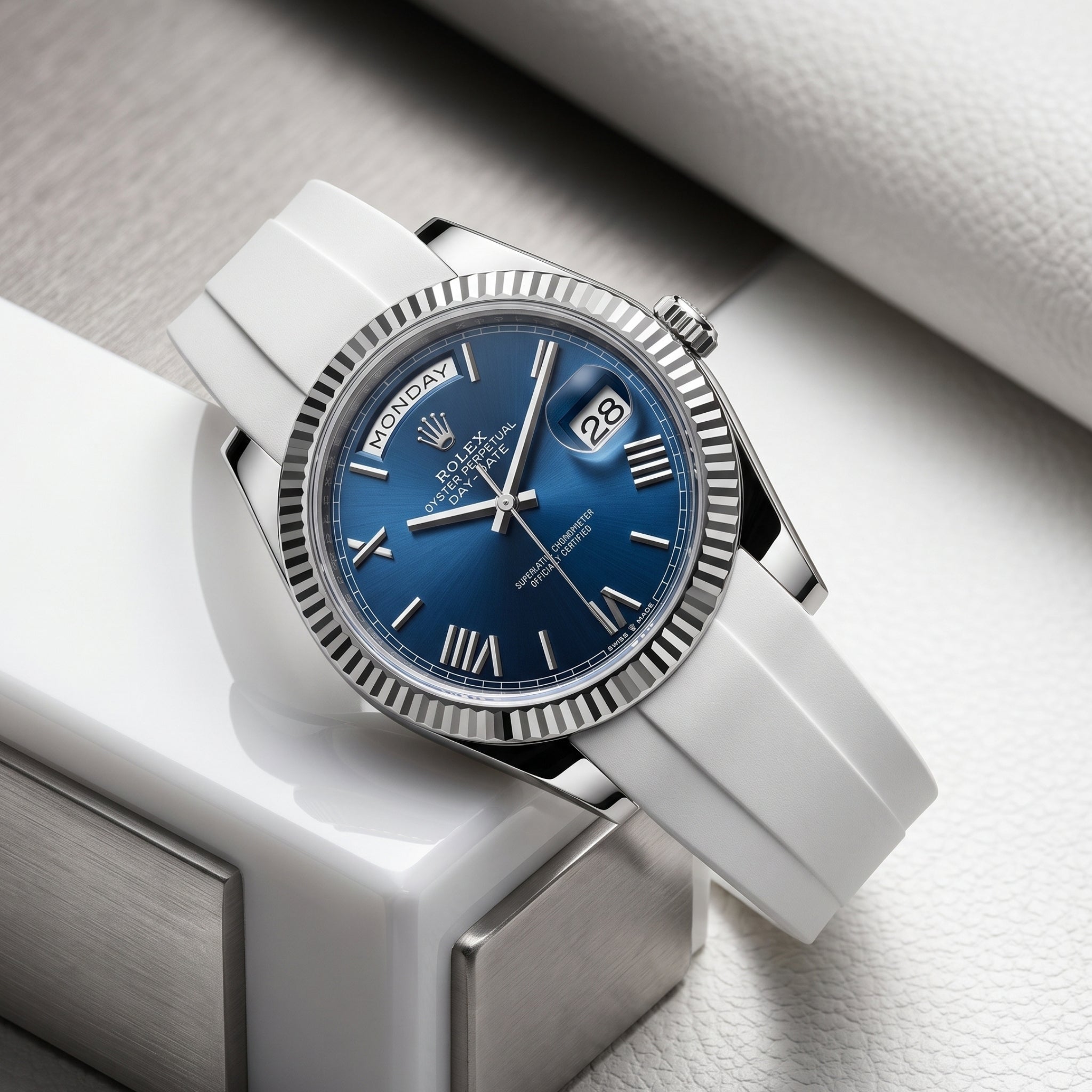 Rubber Strap - For Rolex Day-Date 40 - White - Helvetus