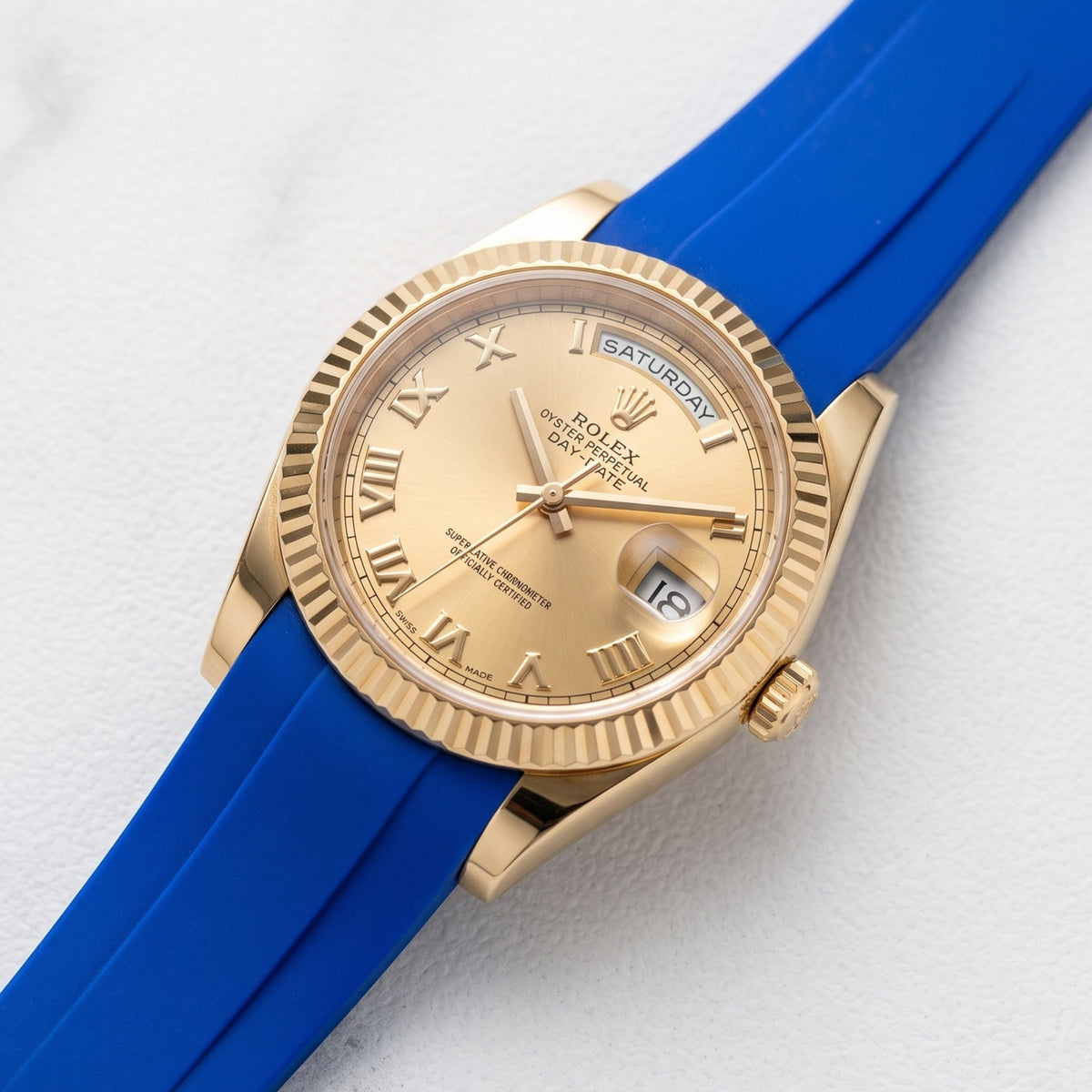 Rubber Strap - For Rolex Day-Date II 41mm - Blue - Helvetus