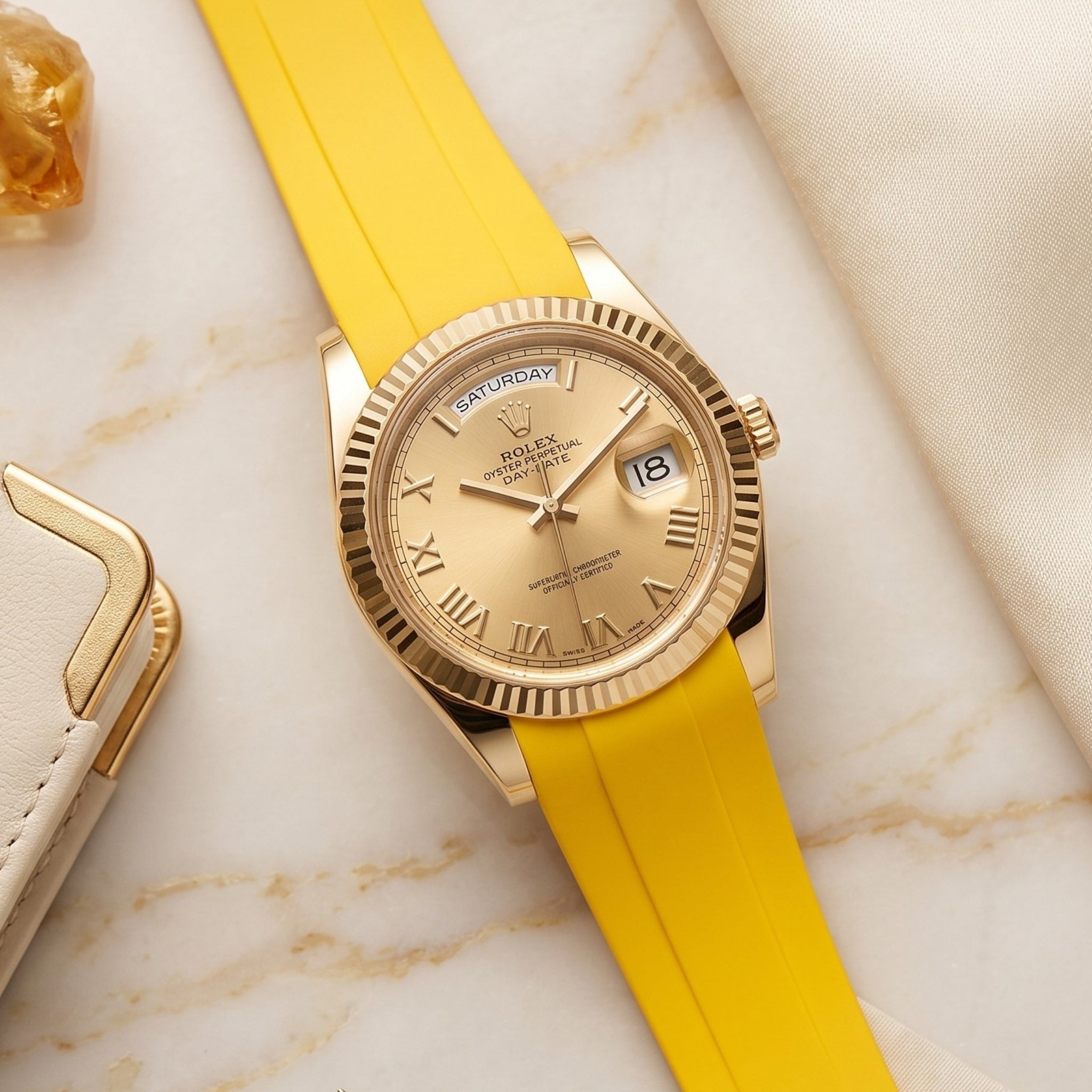 Rubber Strap - For Rolex Day-Date II 41mm - Yellow - Helvetus