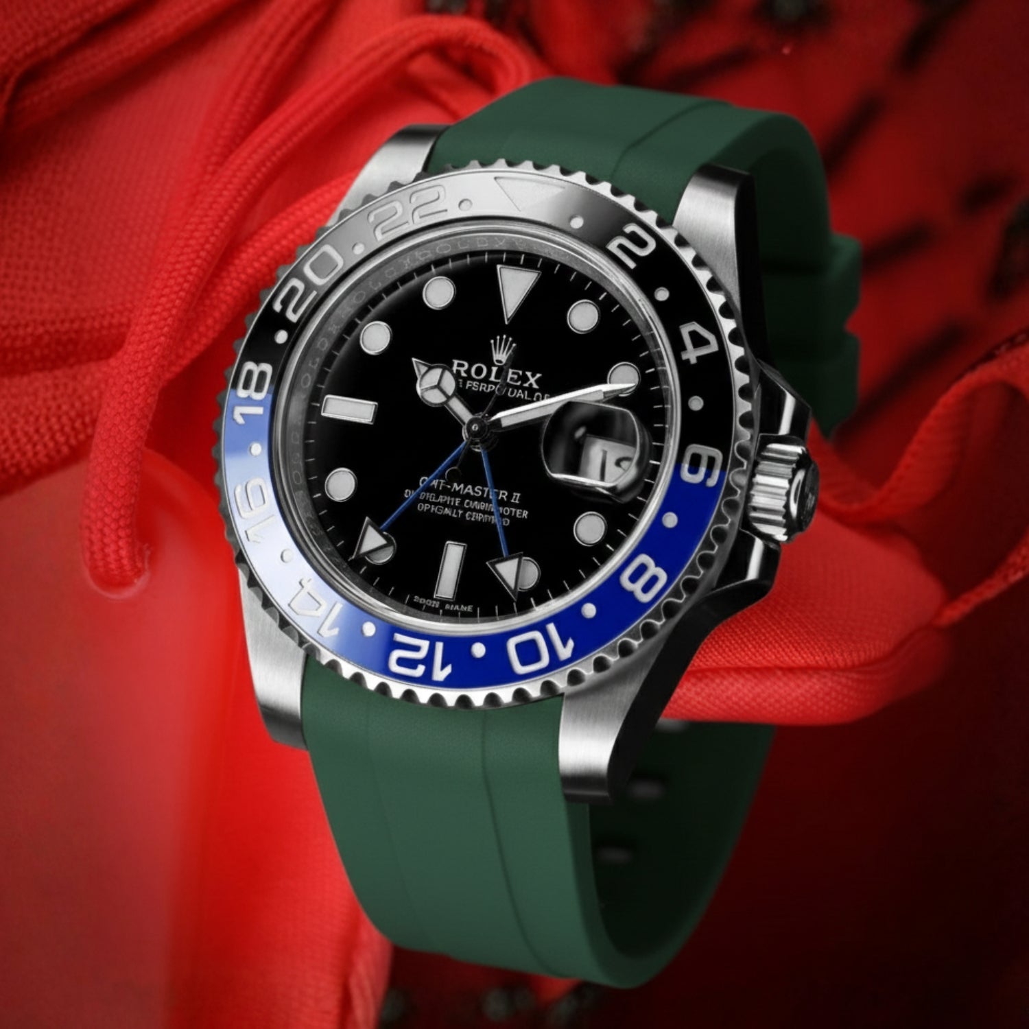 Rubber Strap - For Rolex GMT - Master II - Green - Helvetus