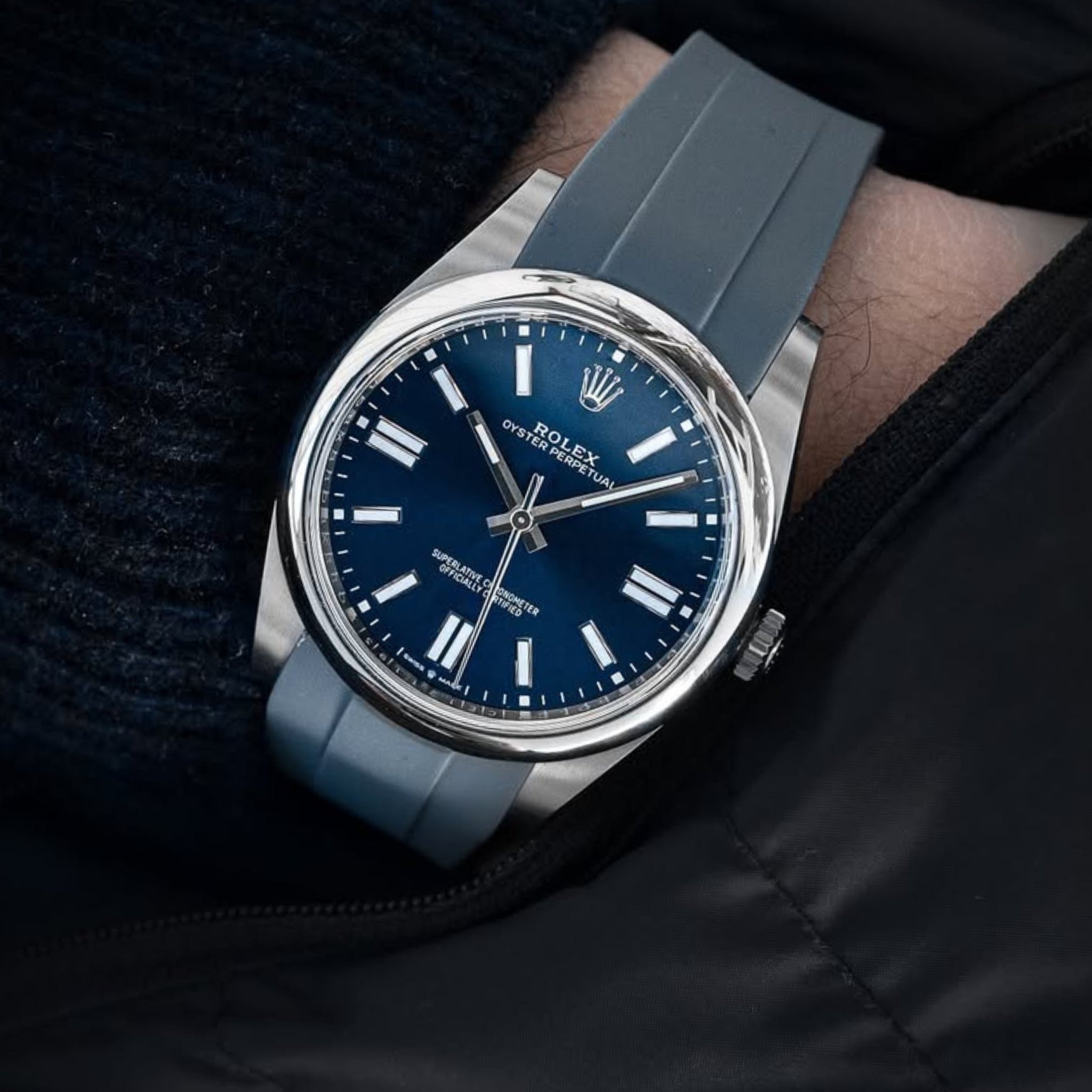 Rubber Strap - For Rolex Oyster Perpetual 41mm - Grey - Helvetus