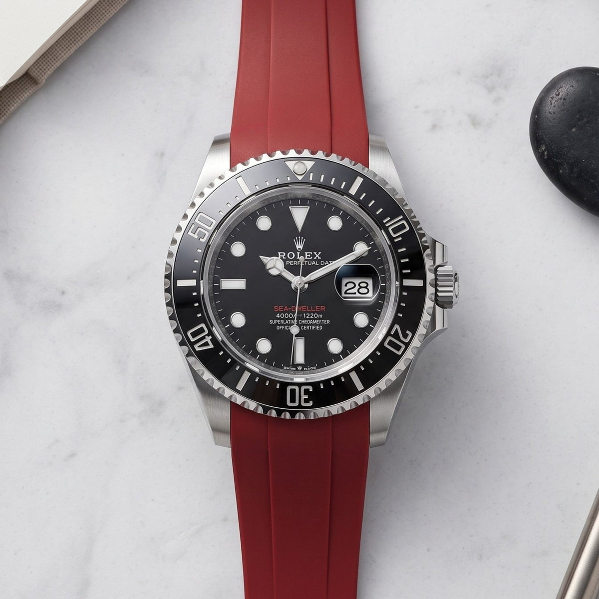Rubber Strap - For Rolex Sea-Dweller - Bordeaux - Helvetus