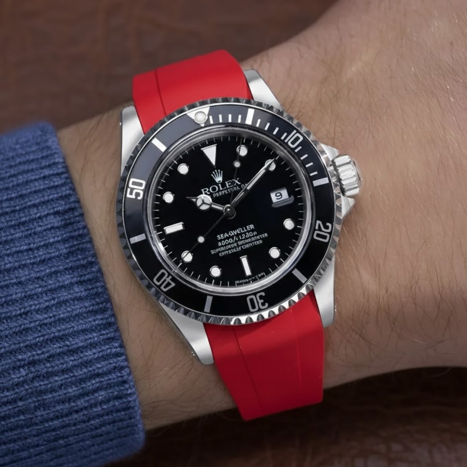 Rubber Strap - For Rolex Sea - Dweller - Red - Helvetus