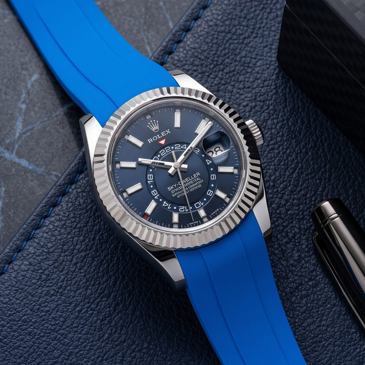 Rubber Strap - For Rolex Sky-Dweller - Blue - Helvetus