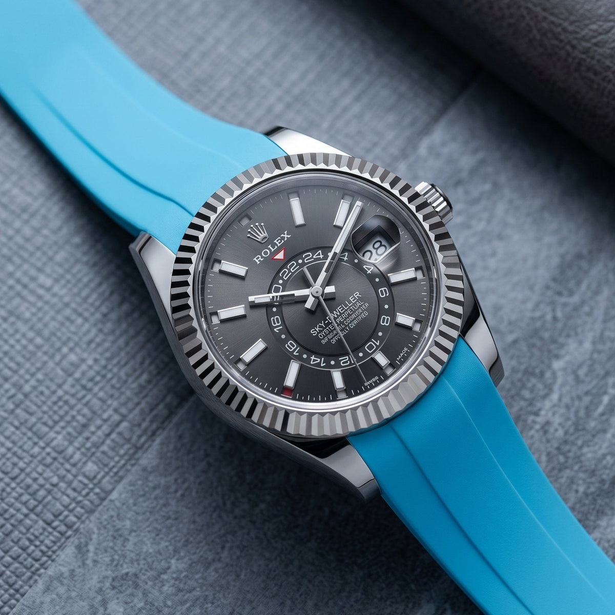 Rubber Strap - For Rolex Sky-Dweller - Light Blue - Helvetus
