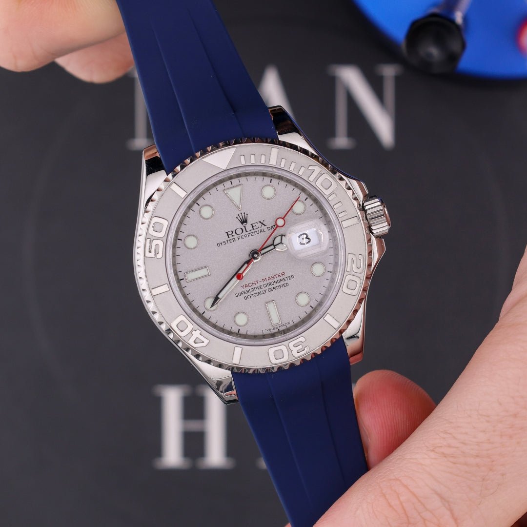 Rubber Strap - For Rolex Yacht - Master 40mm/42mm/37mm - Navy Blue - Helvetus