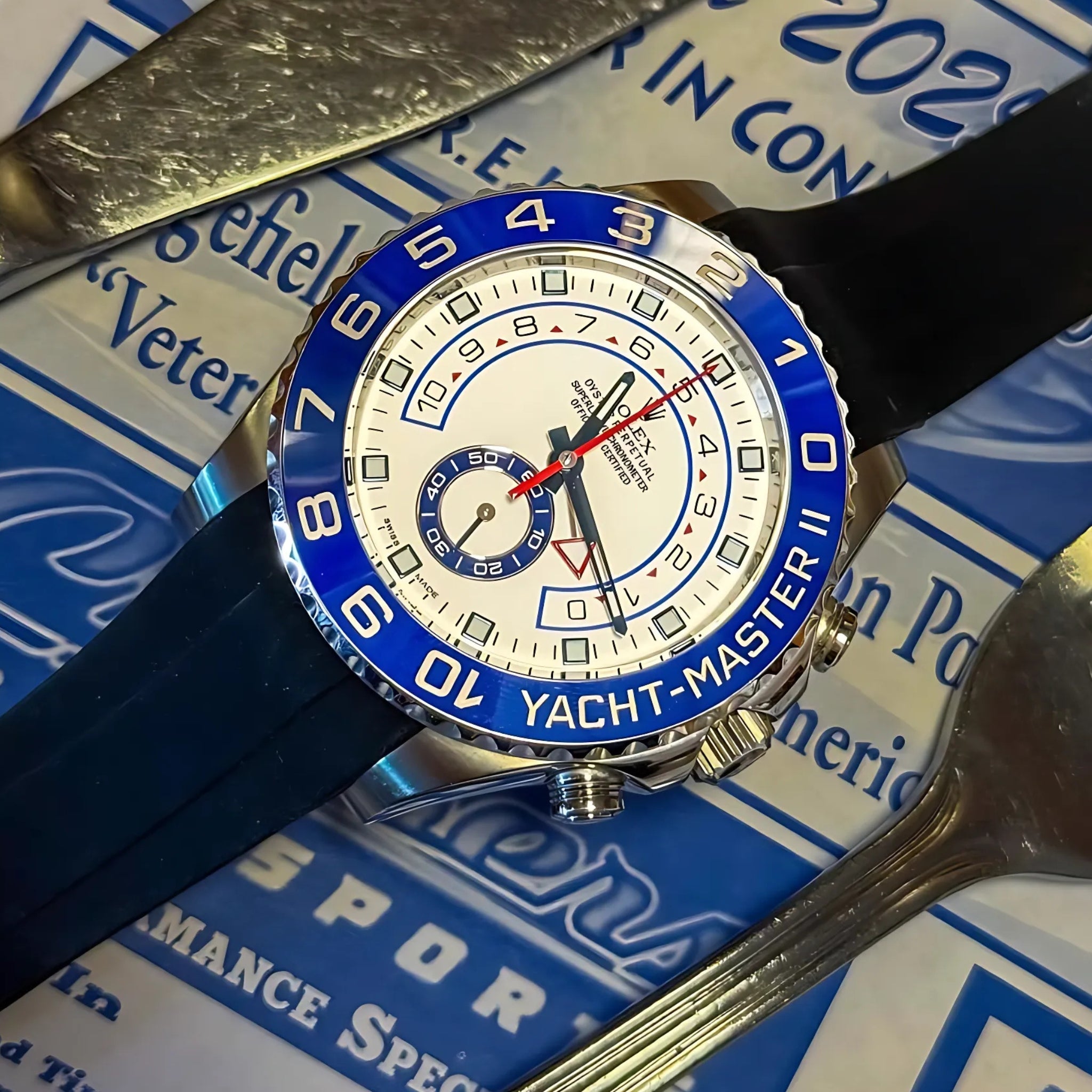 Rubber Strap - For Rolex Yacht - Master II 44mm - Black - Helvetus