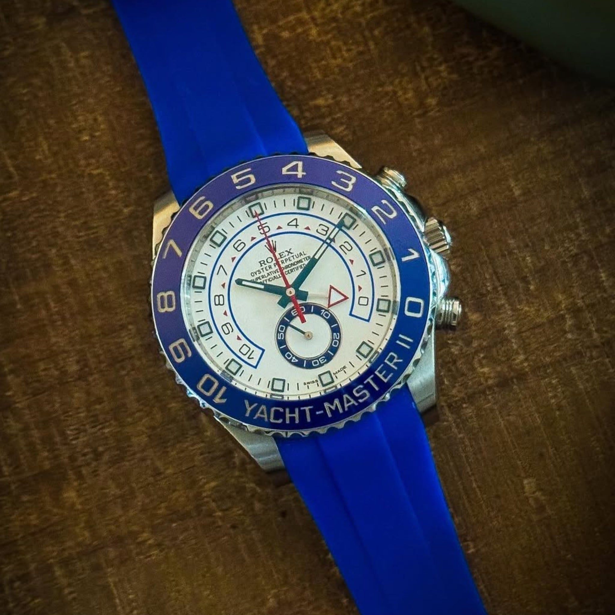 Rubber Strap - For Rolex Yacht - Master II 44mm - Blue - Helvetus