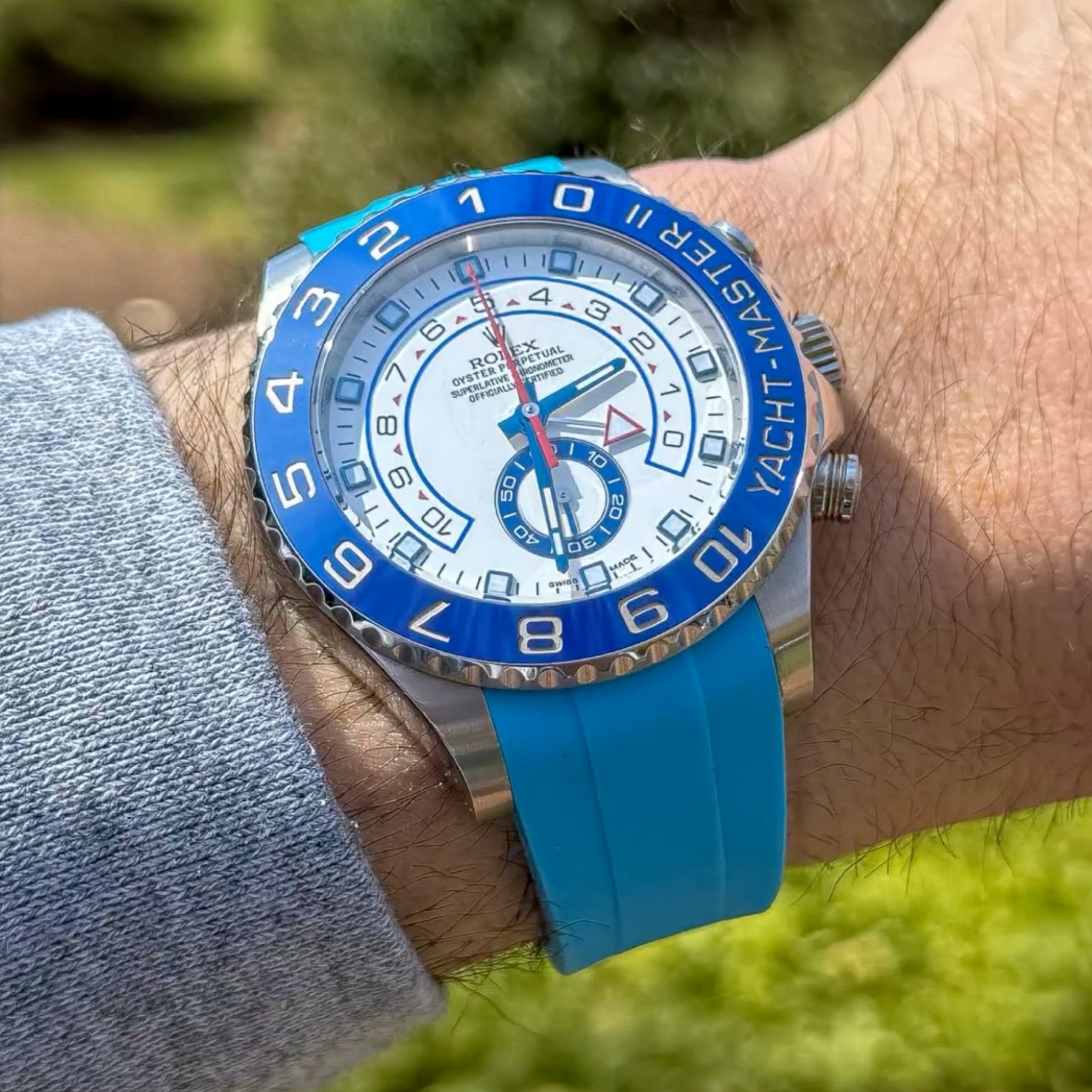 Rubber Strap - For Rolex Yacht - Master II 44mm - Light Blue - Helvetus