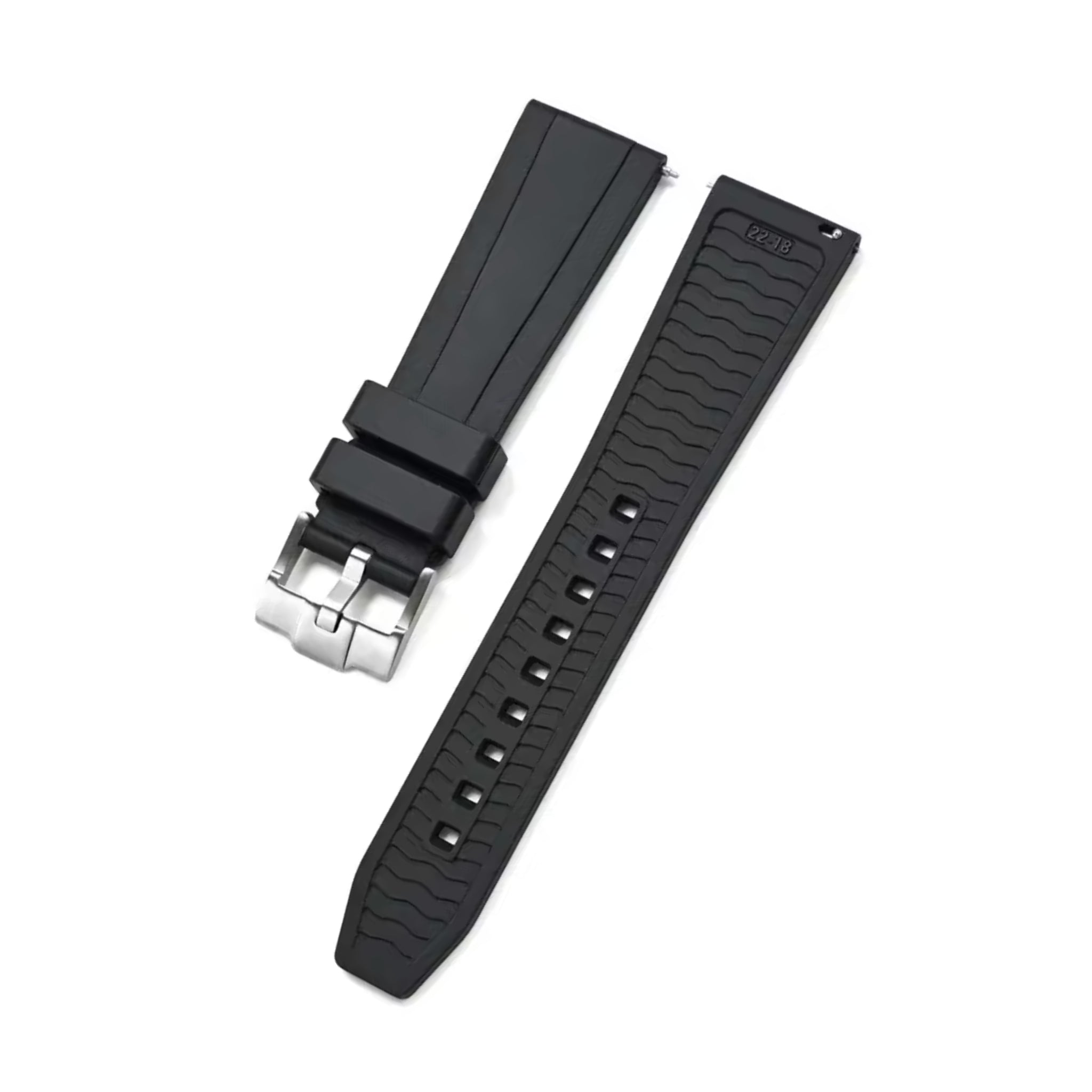 Straight FKM Rubber Strap – Universal Fit – Black (20mm / 22mm / 24mm) - Helvetus