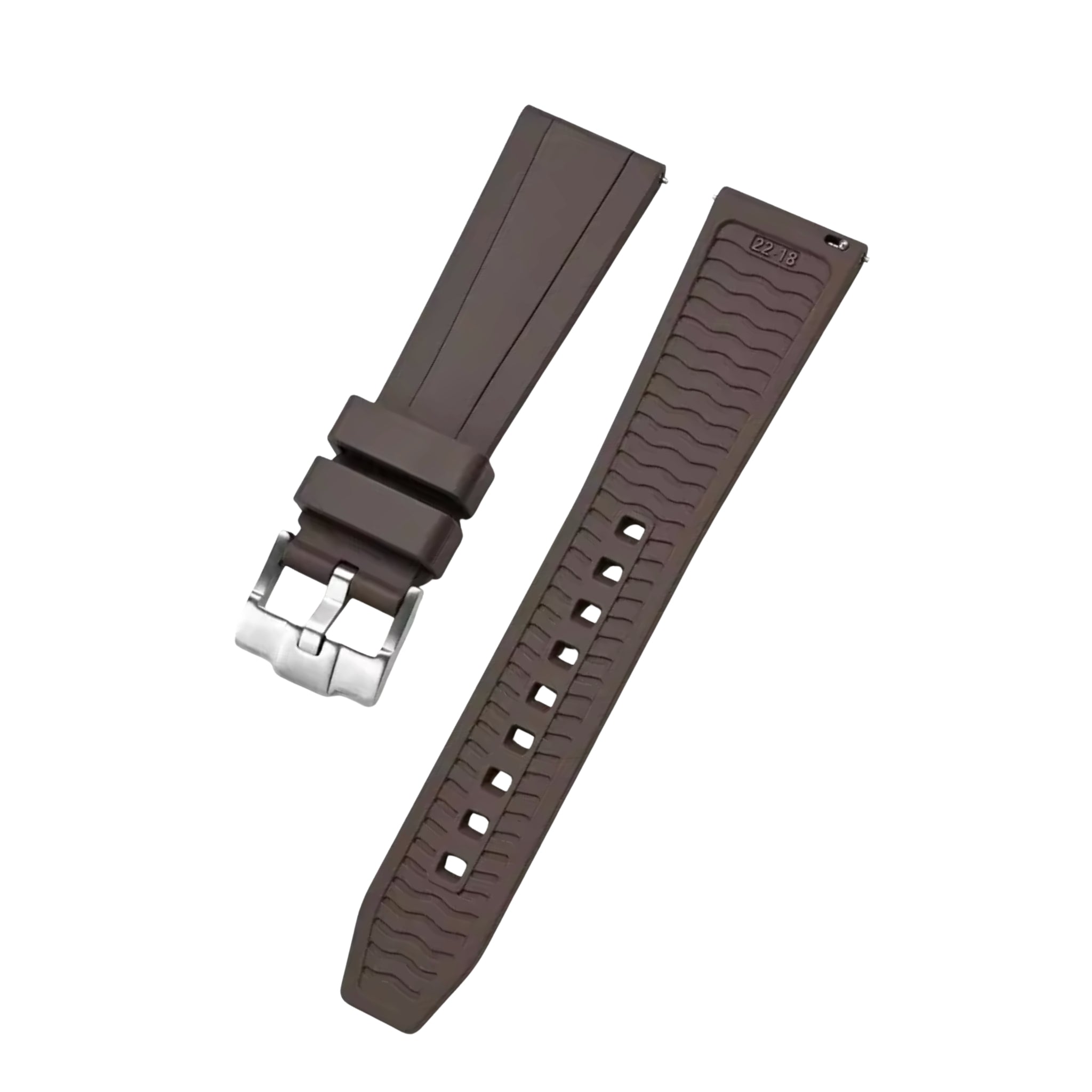 Straight FKM Rubber Strap – Universal Fit – Brown (20mm / 22mm / 24mm) - Helvetus