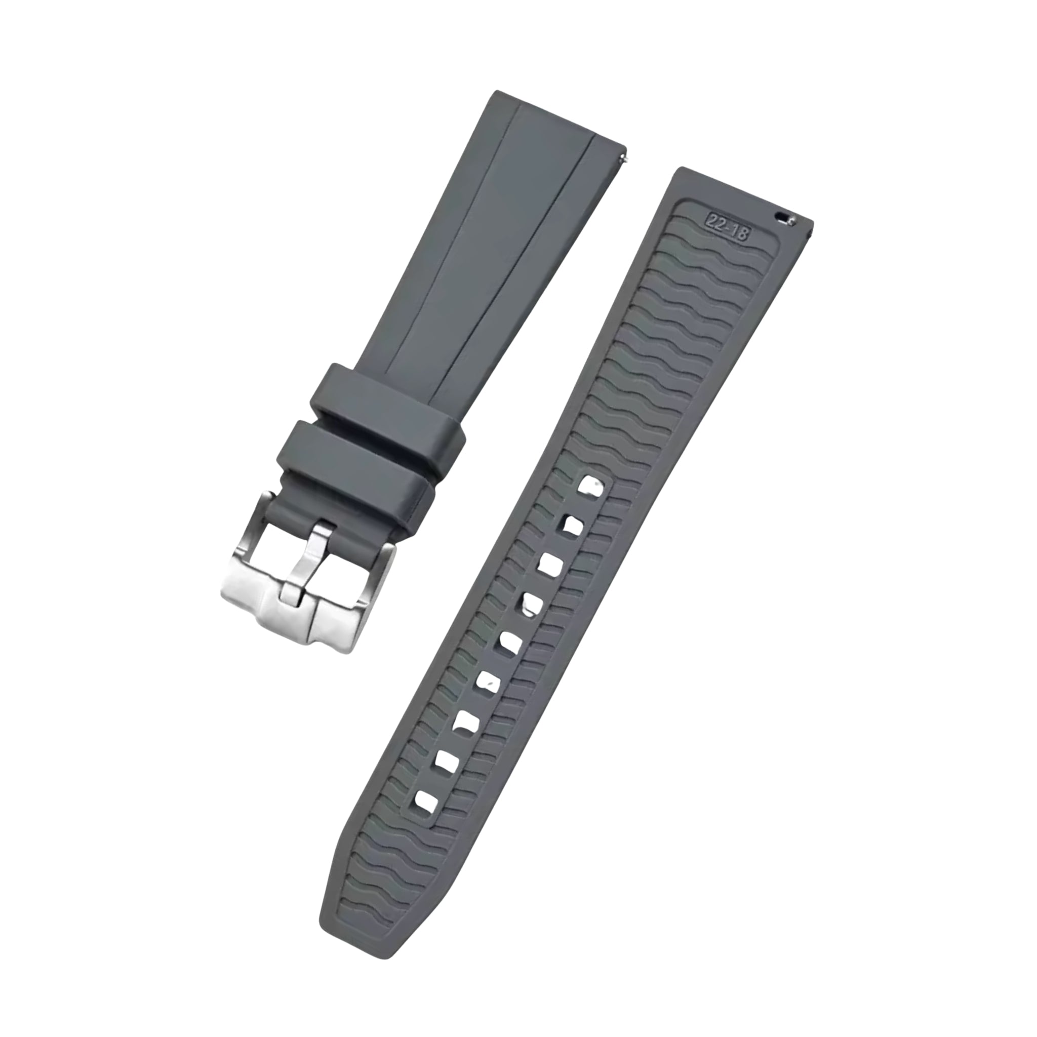 Straight FKM Rubber Strap – Universal Fit – Grey (20mm / 22mm / 24mm) - Helvetus
