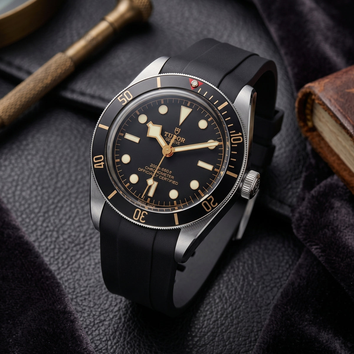 Bracelet en caoutchouc - Pour tous les modèles Tudor Black Bay - Noir