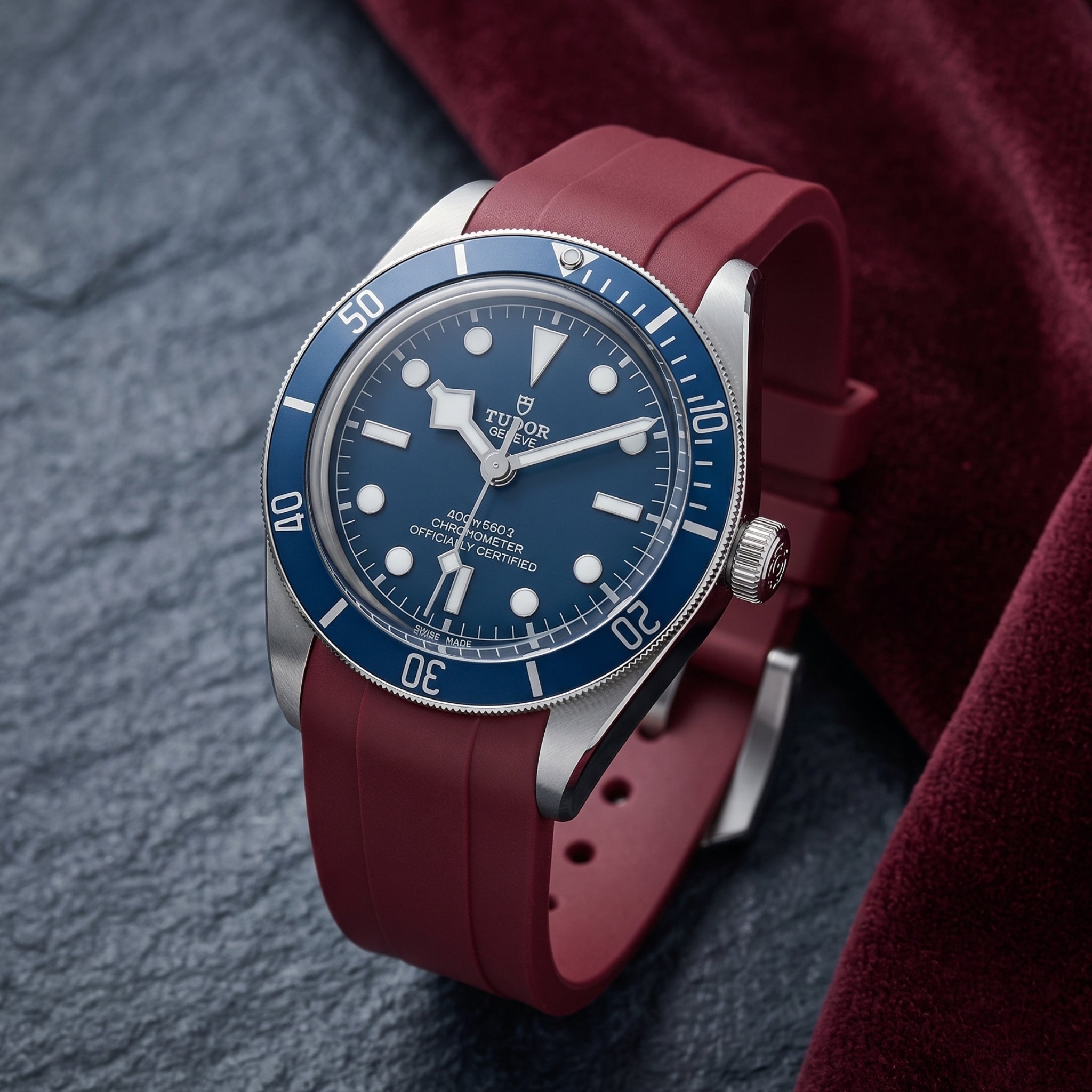 Bracelet en caoutchouc - Pour tous les modèles Tudor Black Bay - Bordeaux