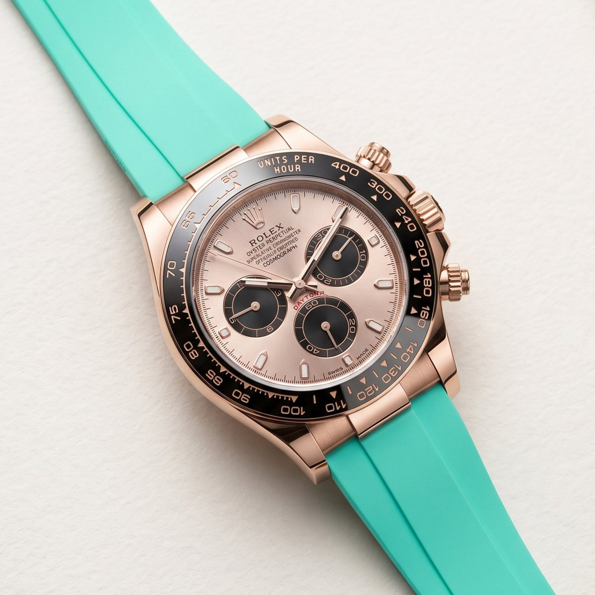 Turquoise FKM Rubber Strap for Rolex Oysterflex – Daytona, Yacht-Master & Sky-Dweller - Helvetus
